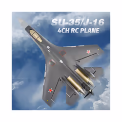 Su35 Rc Plane 4CH Foam Remote Control Airplane Model QF009 J16 Glider 2.4G 360 Flip-Roll 525mm Fixed - GRAY