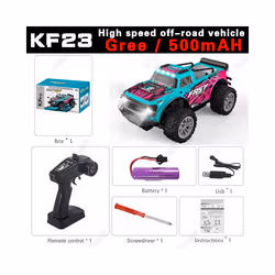 1:20 Model RC Car With LED Light 2.4G High Speed Off-road KF24 KF23 Remote Control Climbing Vehicle - Green 500mah