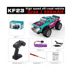 1:20 Model RC Car With LED Light 2.4G High Speed Off-road KF24 KF23 Remote Control Climbing Vehicle - Green 500mah