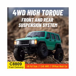 C8809 1:18 Full Scale Simulation Model Jeep RC Car 2.4G 4WD Motor Pickup Climbing Off-Road Model Cars - C8809 Green