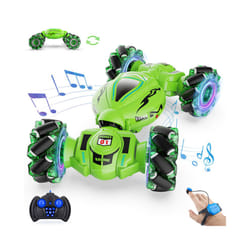 4WD Remote Control Car RC Stunt Car Watch Gesture Sensing Drift Twisting Car for Kids Toy Car with Music - Green
