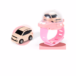 Children's Mini Watch Remote Control Car Toy Novelty RC Car Toy Cartoon Portable USB Charging Watch - infrared Maca pink