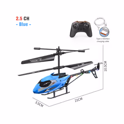 RC Helicopter Remote Control Kids Toy Airplane Resistant Collision Alloy Wireless Aircraft Toys for - 2.5CH blue