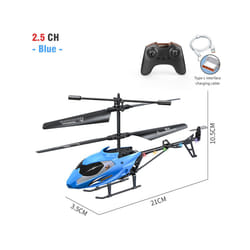RC Helicopter Remote Control Kids Toy Airplane Resistant Collision Alloy Wireless Aircraft Toys for - 2.5CH blue