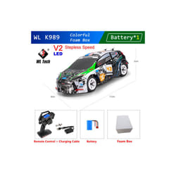 WLtoys Mini RC Racing Car High Speed Off-Road Remote Control Drift Toys Alloy Vehicle for Children Kids - K989-V2-LED-B1