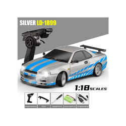 2.4G LD1899 Remote Control Car 1/18 Rear Wheel Drive GTR Drift Car Racing Vehicles Models Toys With - LD1899 Silver