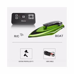 Mini RC Boats High Speed Electronic Remote Control Racing Ship with Led Light Children Competition Water - Green 1