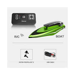 Mini RC Boats High Speed Electronic Remote Control Racing Ship with Led Light Children Competition Water - Green 1
