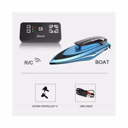 Mini RC Boats High Speed Electronic Remote Control Racing Ship with Led Light Children Competition Water - Blue 1