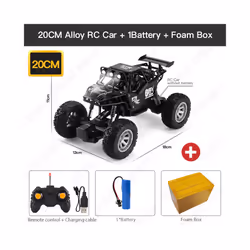 ZWN 1:16/1:20 Alloy RC Car With LED Light 2.4G Off-Road  Remote Control Climbing Vehicle Outdoor Cars - 20CM Black 1B Alloy