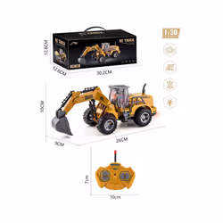 Rc Car Toys Truck 1:30 Wheel Shovel Loader 6CH 4WD Metal Remote Control Bulldozer Construction Vehicles - Remote excavator