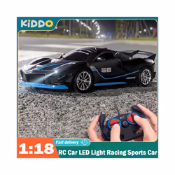 1/18 RC Car LED Light Radio Remote Control Sports Cars Racing High Speed Drive Vehicle Drift Boys Girls - red 1