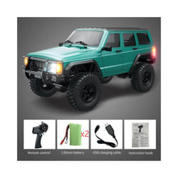 C8809 1:18 Full Scale RC Simulation Jeep Model 2.4G 4WD RC Car Motor Climbing Off-Road Model Car Toys - Green-2Battery