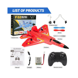 F22 Raptor RC Plane 2.4G 2CH Remote Control Flying Glider With LED Lights EPP Foam Airplane Toys For - Red