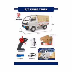 BGTOY 1:16 Wpl D12 Rc Car Simulation Climbing Truck Led Light Cargo Remote Control Electric Toys Model - 119A