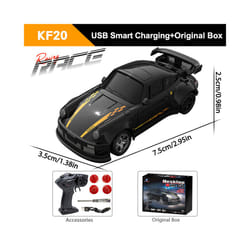 ZWN 2.4G RC Simulation Mini Drift Car Palm Racing Model Desktop Toys 1/64 Scale 4WD Remote Control Car - KF20 Black OB