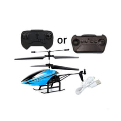 2 Channel Helicopter USB Rechargable Remote Control Aircraft Model with LED Light Mini Helicopter for - Blue