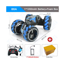 ZWN 1:12 4WD RC Car Radio Gesture Induction Music Light Stunt Remote Control Car off-Road Control  Boys - 86A Blue 1B FB