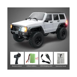 C8809 1:18 Full Scale RC Simulation Jeep Model 2.4G 4WD RC Car Motor Climbing Off-Road Model Car Toys - White-2Battery
