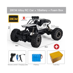 ZWN 1:12 / 1:16 4WD RC Car With Led Lights 2.4G Radio Remote Control Cars Buggy Off-Road Control Trucks - 28CM Silver 1B Alloy