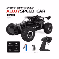 RC Car 2.4Gh Model With LED Lights 2WD High Speed Off-road Remote Control Climbing Vehicle Outdoor Cars - black