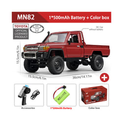 MN82/MN82 PRO 1:12 Retro RC Car With LED Lights 4WD Remote Controlled Climbing Off-road Vehicle For - MN82 Red 1B