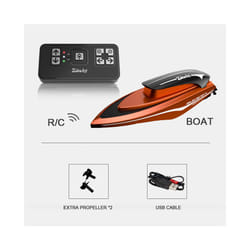 Mini RC Boats High Speed Electronic Remote Control Racing Ship with Led Light Children Competition Water - Red 1