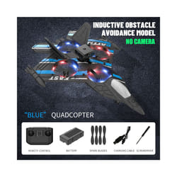 RC Plane with Camera Helicopter Remote Control Aircraft Obstacle Avoidance Fighter 2.4G Airplane EPP - Blue OB MODE