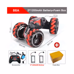 ZWN 1:12 4WD RC Car Radio Gesture Induction Music Light Stunt Remote Control Car off-Road Control Boys - 86A Red 2B FB
