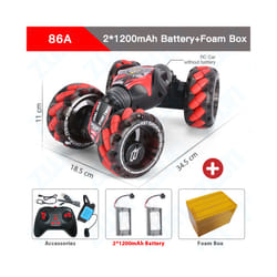 ZWN 1:12 4WD RC Car Radio Gesture Induction Music Light Stunt Remote Control Car off-Road Control  Boys - 86A Red 2B FB
