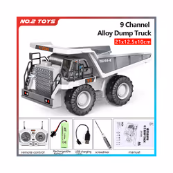 2.4Ghz 1/20 Remote Control Engineering Dumper Trucks 9CH Construction RC Alloy Vehicle Dump Truck Car - Plastic yellow