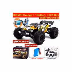 1:16 80km/h Brushless RC Drift Car With LED Lights 4WD Electric High Speed Racing Remote Control Monster - 4WD 80KM Orange 1B
