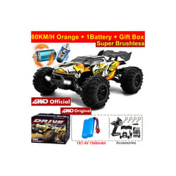 1:16 80km/h Brushless RC Drift Car With LED Lights 4WD Electric High Speed Racing Remote Control Monster - 4WD 80KM Orange 1B