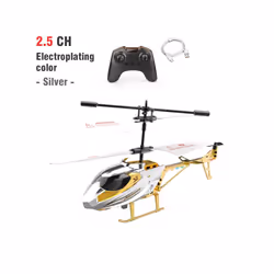 RC Helicopter Remote Control Kids Toy Airplane Resistant Collision Alloy Wireless Aircraft Toys for - 2.5CH silver