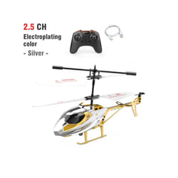 RC Helicopter Remote Control Kids Toy Airplane Resistant Collision Alloy Wireless Aircraft Toys for - 2.5CH silver