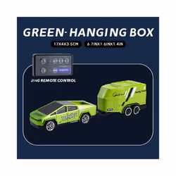 RC 1:64 Off-Road Monster Truck Remote Control Mini Climbing Car Alloy Model Remote Control Electric - Green with a luggage