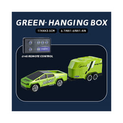 RC 1:64 Off-Road Monster Truck Remote Control Mini Climbing Car Alloy Model Remote Control Electric - Green with a luggage