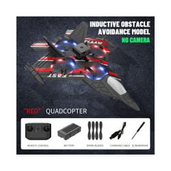 RC Plane with Camera Helicopter Remote Control Aircraft Obstacle Avoidance Fighter 2.4G Airplane EPP - Red OB MODE
