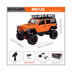 MN128 1/12 RC Car 4WD Jeep Model 2.4G Remote Control LED Light 4X4 Off Road 4WD Climbing RC Truck Electric - Orange-1B1200