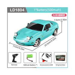 LDRC LD1804 RC Drift Car 1/18 Model  2.4G 2WD ESP Gyroscope LED Lights Full Scale Controlled Model Children - LD1804-B-1B500-OB