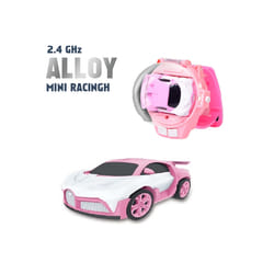 Children's Mini Watch Remote Control Car Toy Novelty RC Car Toy Cartoon Portable USB Charging Watch - 2.4G alloy Pink