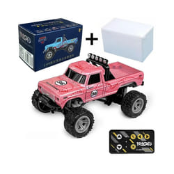 RC Off-Road Monster Truck 1/64 Remote Control Mini Climbing Car, Alloy Material, 2.4G Remote Control - Pink