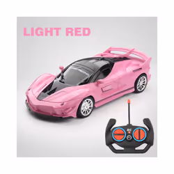 1/18 RC Car LED Light Radio Remote Control Sports Cars Racing High Speed Drive Vehicle Drift Boys Girls - light red
