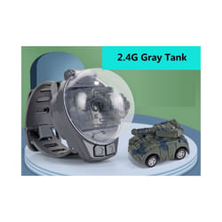 Children's Mini Watch Remote Control Car Toy Novelty RC Car Toy Cartoon Portable USB Charging Watch - 2.4G Gray Tank