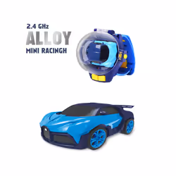 Children's Mini Watch Remote Control Car Toy Novelty RC Car Toy Cartoon Portable USB Charging Watch - 2.4G alloy Blue
