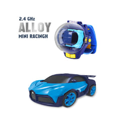 Children's Mini Watch Remote Control Car Toy Novelty RC Car Toy Cartoon Portable USB Charging Watch - 2.4G alloy Blue