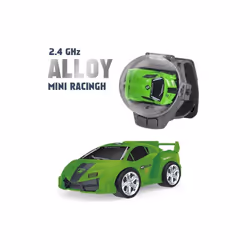 Children's Mini Watch Remote Control Car Toy Novelty RC Car Toy Cartoon Portable USB Charging Watch - 2.4G alloy Green