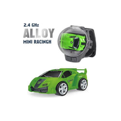 Children's Mini Watch Remote Control Car Toy Novelty RC Car Toy Cartoon Portable USB Charging Watch - 2.4G alloy Green