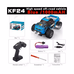 1:20 Model RC Car With LED Light 2.4G High Speed Off-road KF24 KF23 Remote Control Climbing Vehicle - Blue 1000mah