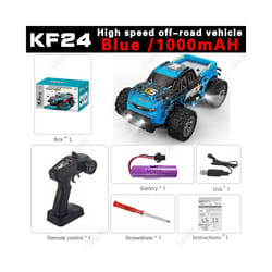1:20 Model RC Car With LED Light 2.4G High Speed Off-road KF24 KF23 Remote Control Climbing Vehicle - Blue 1000mah